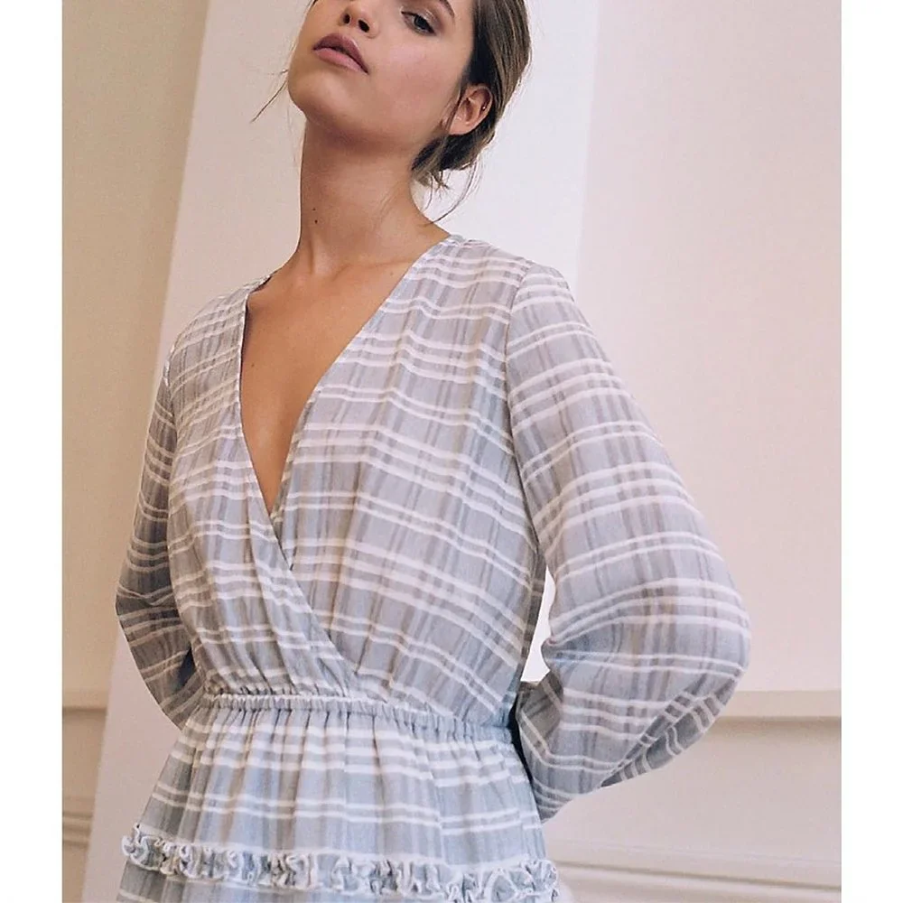 The Fifth Label Ivy Stripe Mini Dress Dress Gray White - Picture 2 of 14